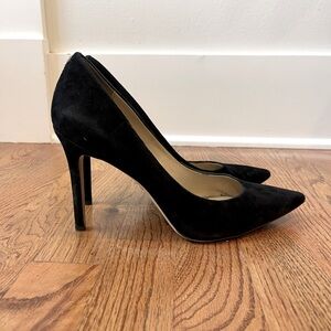 Black Suede Pointed-Toe Stiletto Pumps